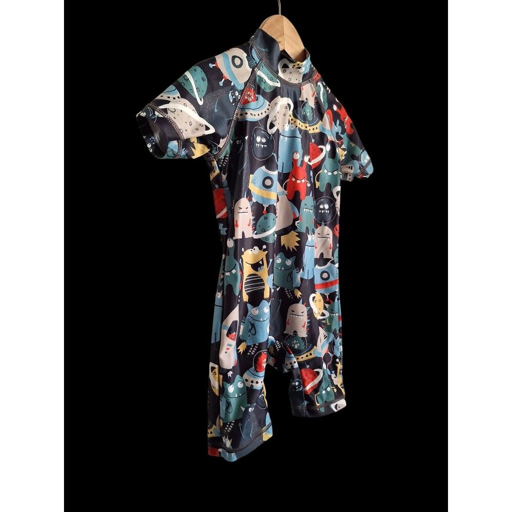 Kids Space Monster Short Sleeve Swimsuit With Zipper Size 1.5 to 2yrs